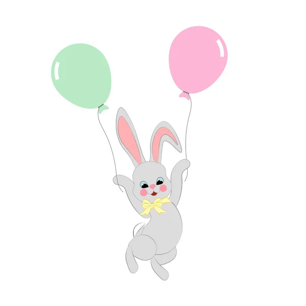 Пасхальный кролик с воздушными шарами — стоковый вектор