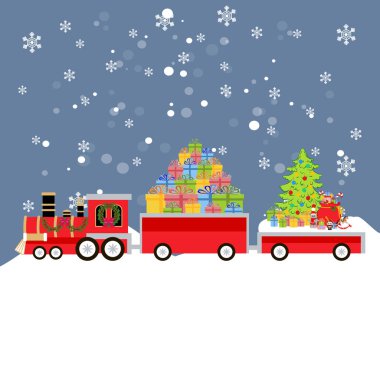Christmas train with gifts vector illustration clipart