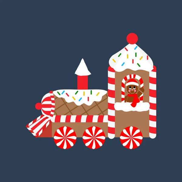 Weihnachten Lebkuchen Zug Vektor Illustration — Stockvektor