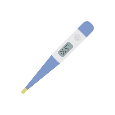 Beyaz arka planda dijital termometre çizimi. Vektör illüstrasyonu