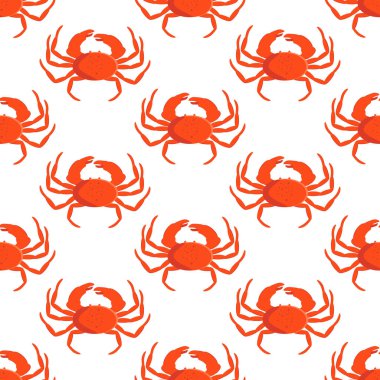 Beyaz arka planda dikişsiz yengeç deseni. Vektör illüstrasyonu