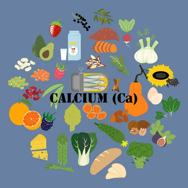 Calcium Microelement Minerale Illustratie Blauwe Achtergrond Vectorillustratie — Stockvector