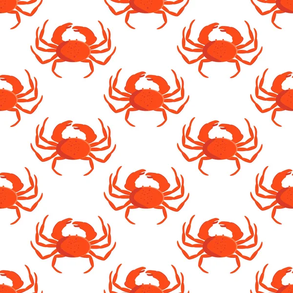 Crab Seamless Pattern White Background Vector Illustration — Stock Vector