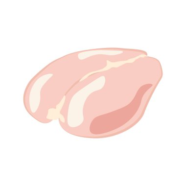 Beyaz arka planda deri vektör çizimi olmayan tavuk göğsü. Vektör illüstrasyonu