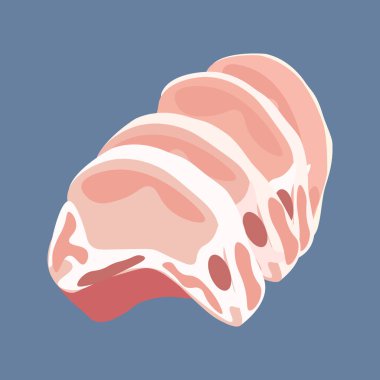 Mavi arka planda domuz eti vektör illüstrasyonu. Vektör illüstrasyonu