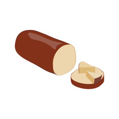 Beyaz arka planda füme peynir vektör çizimi. Vektör illüstrasyonu