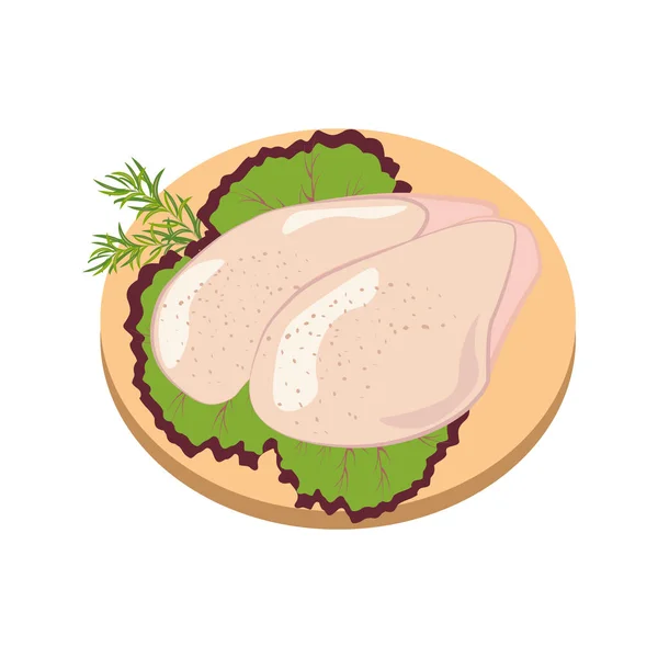 Petto Pollo Con Illustrazione Vettoriale Della Pelle Sullo Sfondo Bianco — Vettoriale Stock