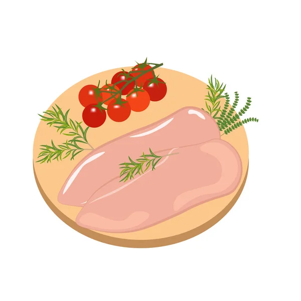 Kippenfilet Vector Afbeelding Witte Achtergrond Vectorillustratie — Stockvector