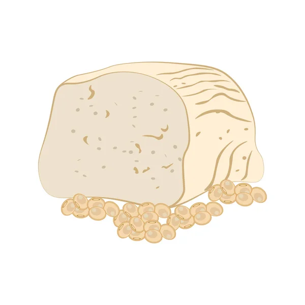 Tofu Käse Vektor Illustration Auf Dem Weißen Hintergrund Vektorillustration — Stockvektor