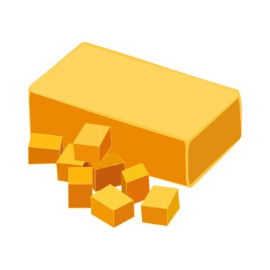 Beyaz arka planda çedar peyniri çizimi. Vektör illüstrasyonu