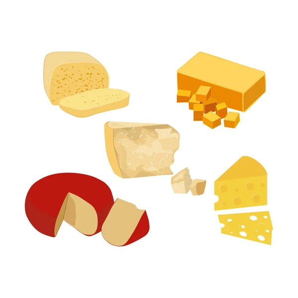 Ilustración Queso Sobre Fondo Blanco Ilustración Vectorial — Archivo Imágenes Vectoriales