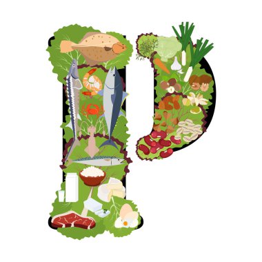 Beyaz arka planda fosfor mineral çizimi. Vektör illüstrasyonu