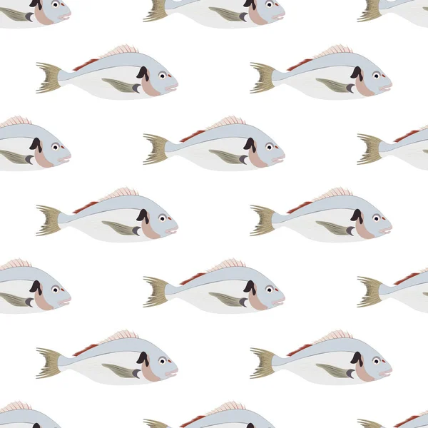 Dorado Fisch Illustration Nahtlose Muster Auf Dem Weißen Hintergrund Vektorillustration — Stockvektor