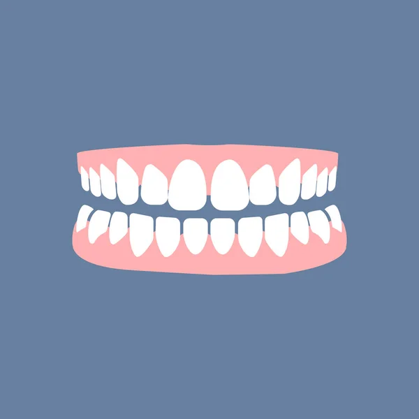 Zähne Und Zahnfleisch Vektor Illustration Auf Dem Blauen Hintergrund Vektorillustration — Stockvektor