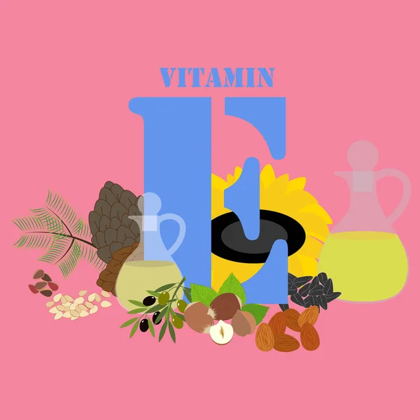Vitamine Illustratie Roze Achtergrond Vectorillustratie — Stockvector