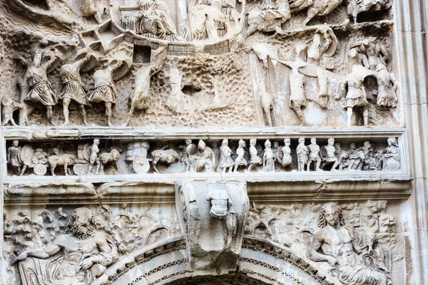 Fragment of bas-relief on iconic Arch of Titus on the Via Sacra in Roman Forum