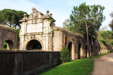 Antik Roma Aurelia Antica sokak etrafına Aurelian duvar parçası