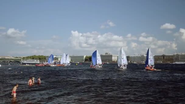 Internationella segling mästare ligan, segling tävling i Sankt Petersburg — Stockvideo