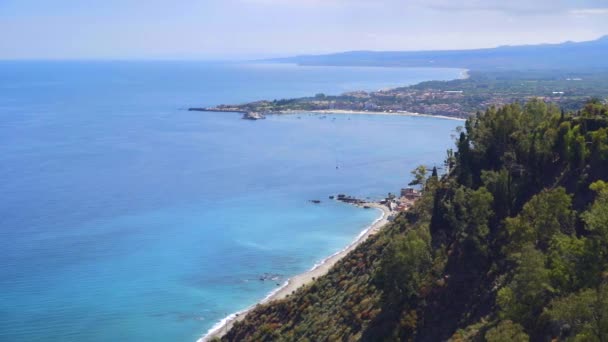 Vista deslumbrante da Sicília, Mar Jónico perto de Taormina, Itália continental vista — Vídeo de Stock