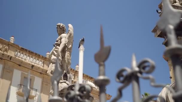 Detalles de Columna de la Inmaculada Concepción en Palermo, 1728. Día soleado — Vídeos de Stock