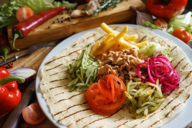 Bölgede Shawarma kebabı