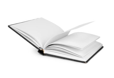 Beyaz arkaplanda izole edilmiş kitabı aç