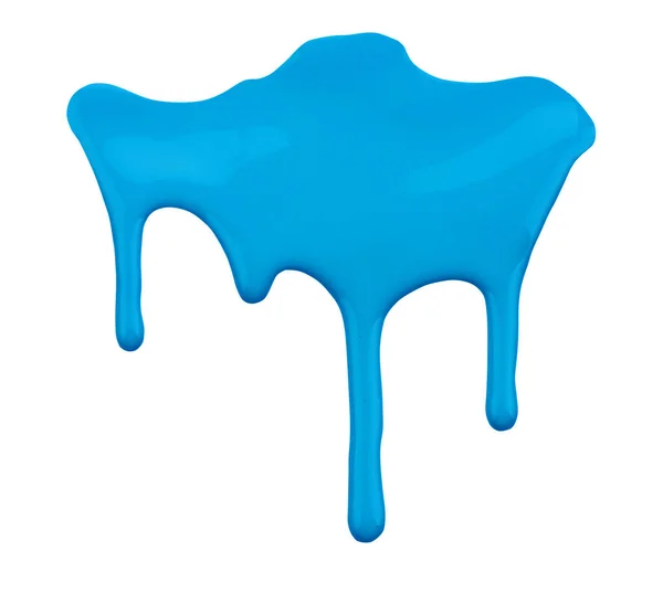 Blue paint dripping isolated on white — Stock Photo, Image