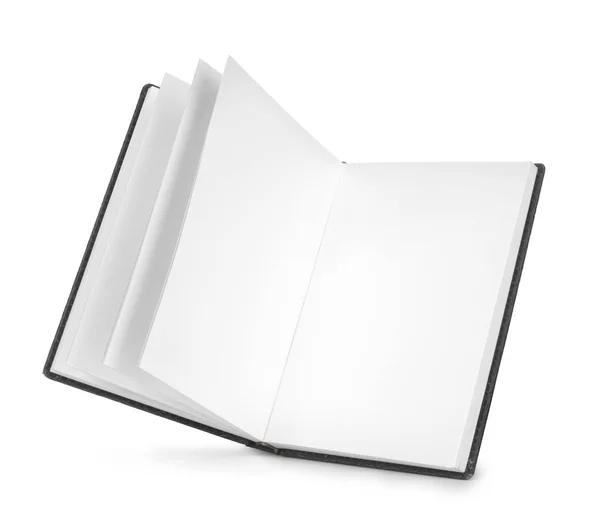 Livro aberto isolado em um fundo branco — Fotografia de Stock