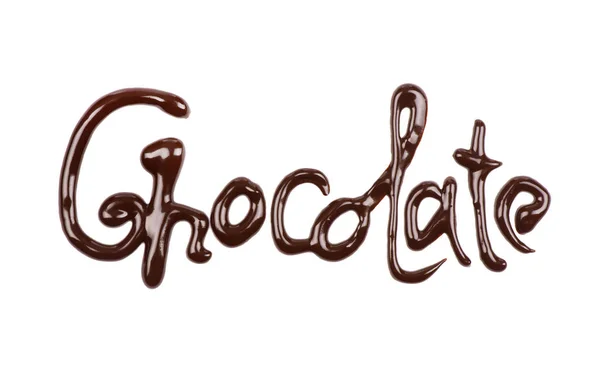 Le mot Chocolat écrit par chocolat sur blanc — Photo