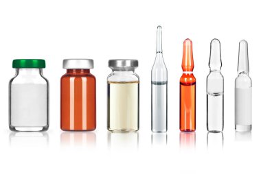 set of different medical ampoules on white background  clipart