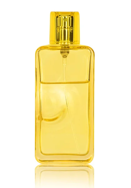 Perfume feminino em garrafa transparente isolado em branco — Fotografia de Stock
