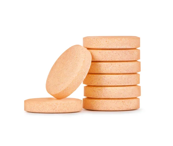 Primer plano de vitaminas o píldoras pila aislada sobre fondo blanco — Foto de Stock