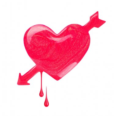 Tırnak cilası ok ile kalp şeklinde plash. Kavram im