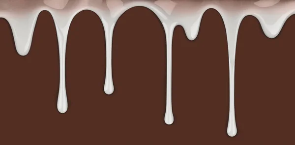 Csöpög a sűrített tej csokoládé barna alapon — Stock Fotó