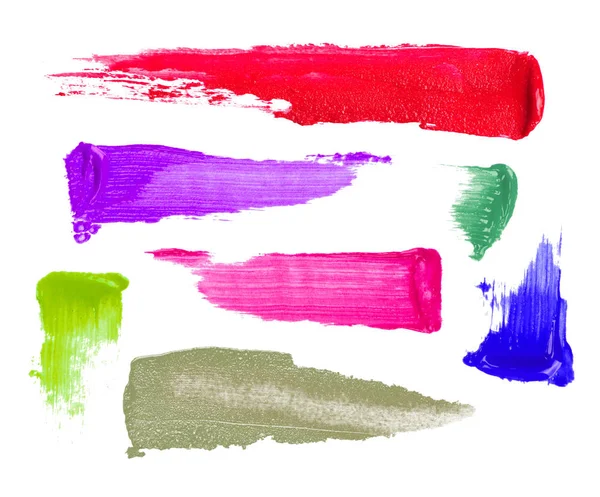 Colorful cosmetic strokes closeup on white background — Stock Photo, Image