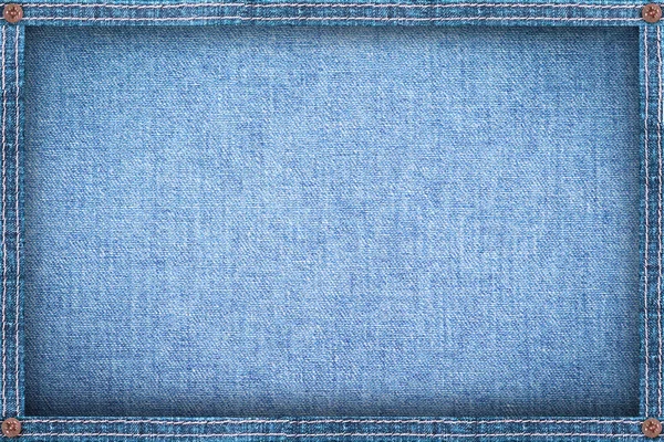 Rama wykonana z jeansu, tło niebieskie dżinsy — Zdjęcie stockowe