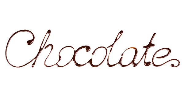 Inscription exquise Chocolat écrit au chocolat liquide sur w — Photo