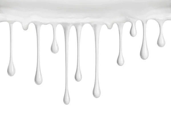 White cream drips isolated on white background — Stock Photo, Image