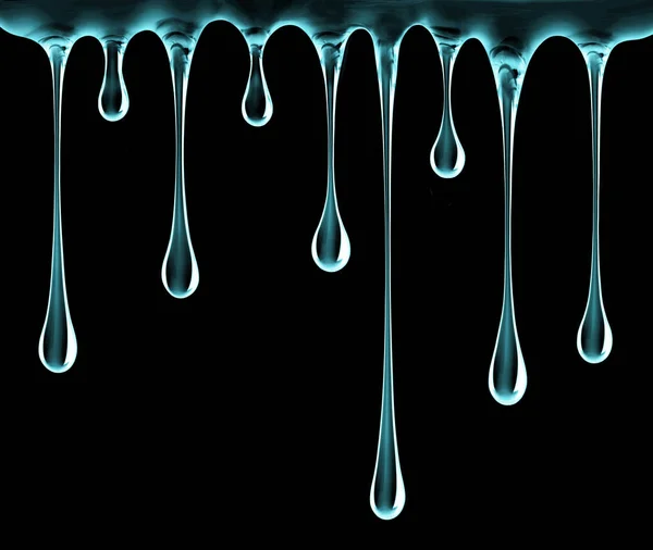 Goccioline di gel trasparente isolate su fondo nero — Foto Stock