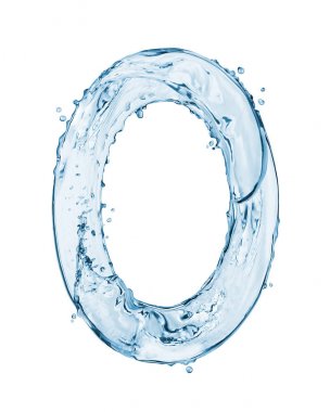 Beyaz izole su sıçramalarına ile yapılan numarası 0 