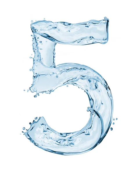 Numero 3 realizzato con spruzzi d'acqua isolati su bianco — Foto Stock