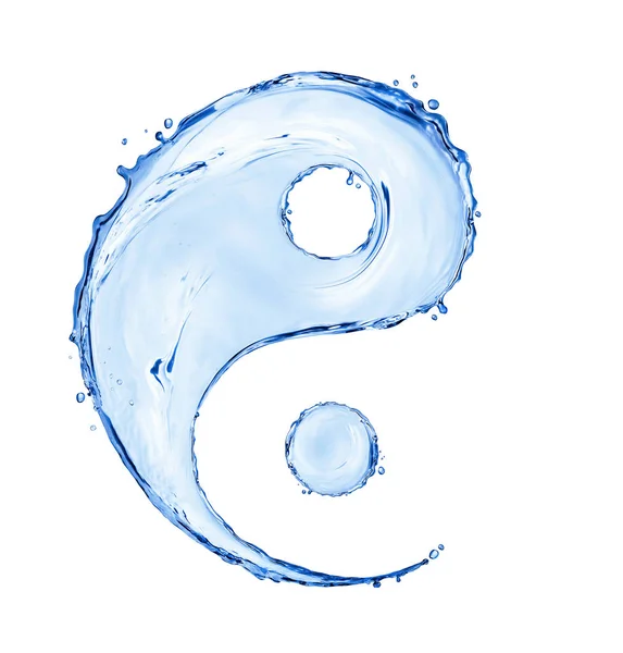 Su sıçramalarına, üzerinde beyaz bac izole ile yapılan yin yang iz