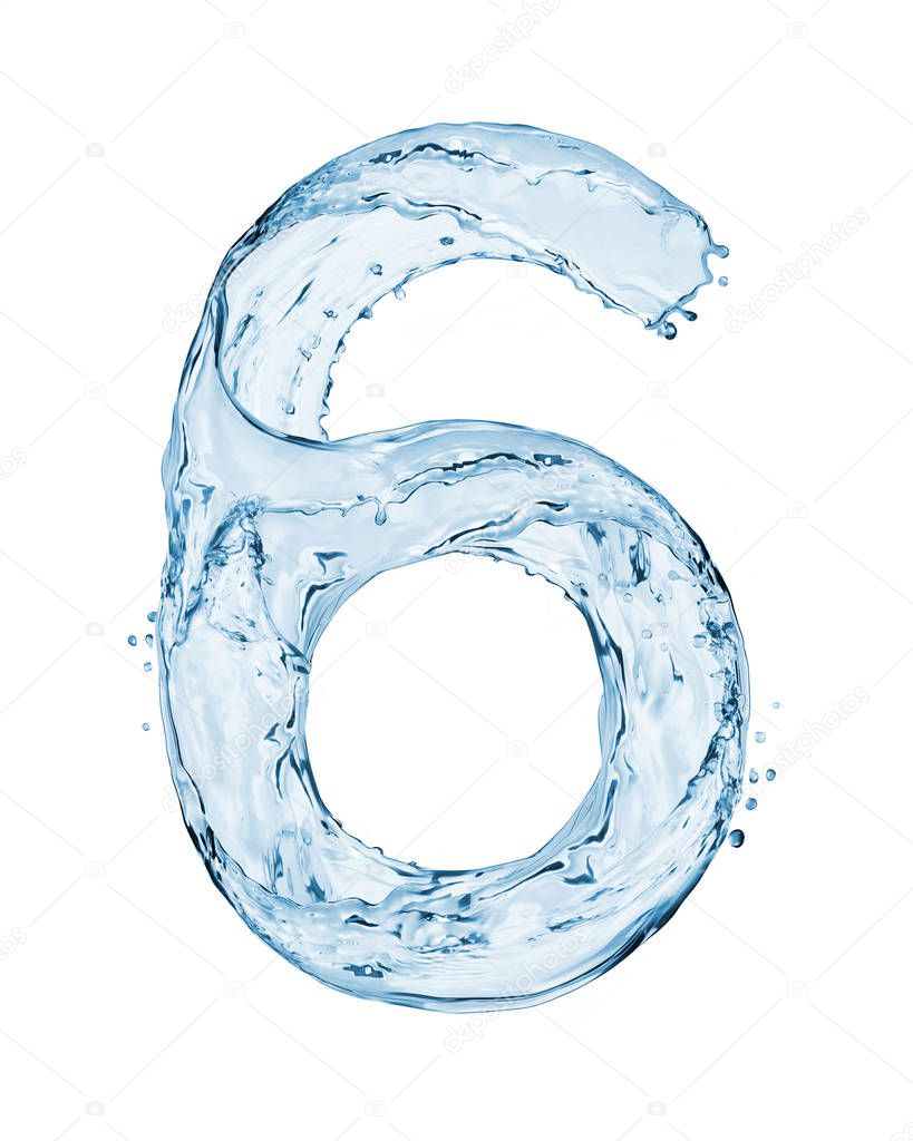 Number 3 made with a splashes of water isolated on white 