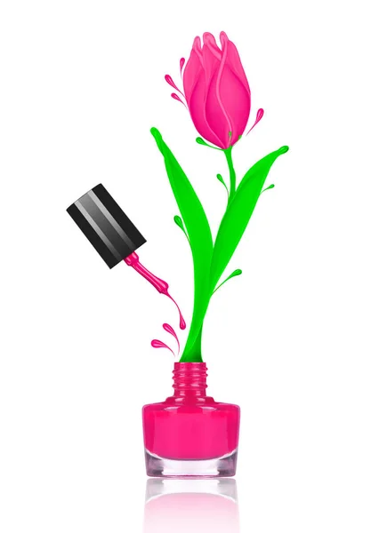 Flor de tulipán estilizada hecha con salpicaduras de esmalte de uñas —  Fotos de Stock