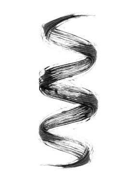 Maskara fırça darbesi üzerinde beyaz backgr izole bir bükülmüş şekil