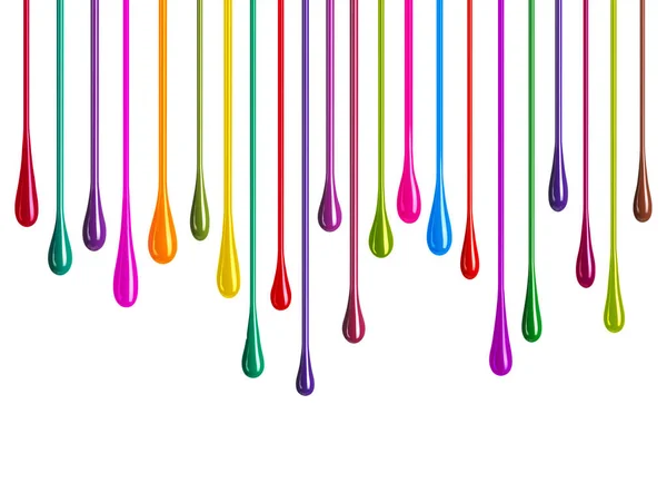 Riscas de tinta multicolorida na forma de gotas em branco — Fotografia de Stock