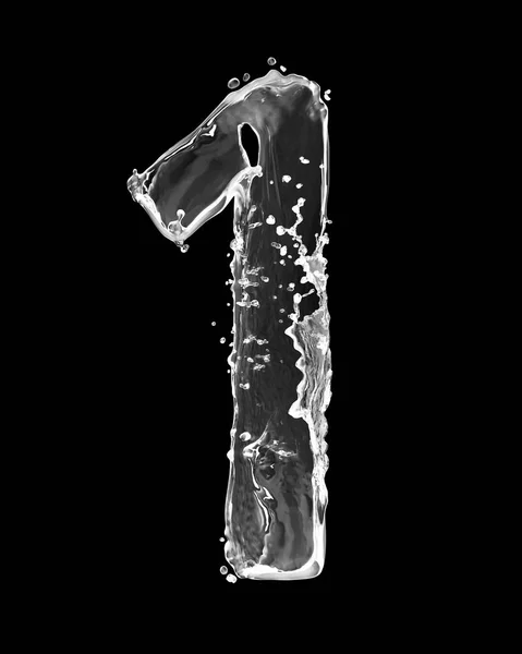 Nummer 1 mit einem Spritzer Wasser — Stockfoto