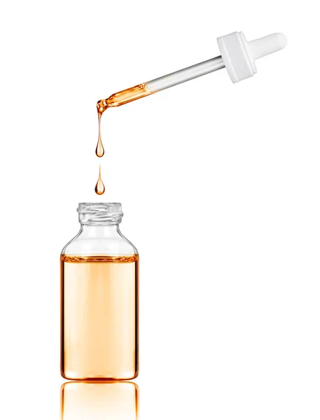 Cosmetic bottle with pipette on white background — Stock Photo, Image