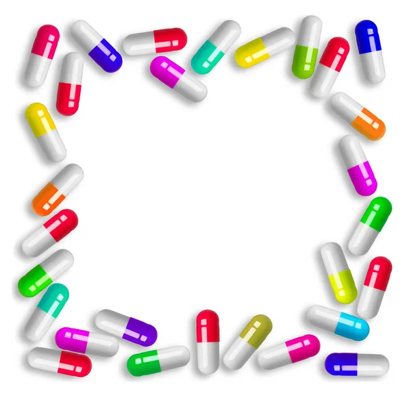 Bunte Pillen auf weißem Hintergrund — Stockfoto