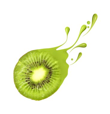 Su sıçramalarına ve damla boya ile sulu kivi